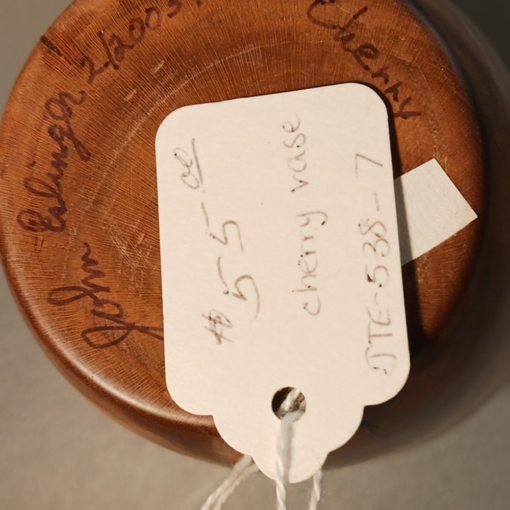 Cherry Wood Vase Hand Carved One-of-a-kind #eshopchicago Wooden Turned Art - Picture 7 of 7